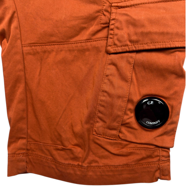 C.P. Company Stretch Sateen Cotton Cargo Shorts - Orange