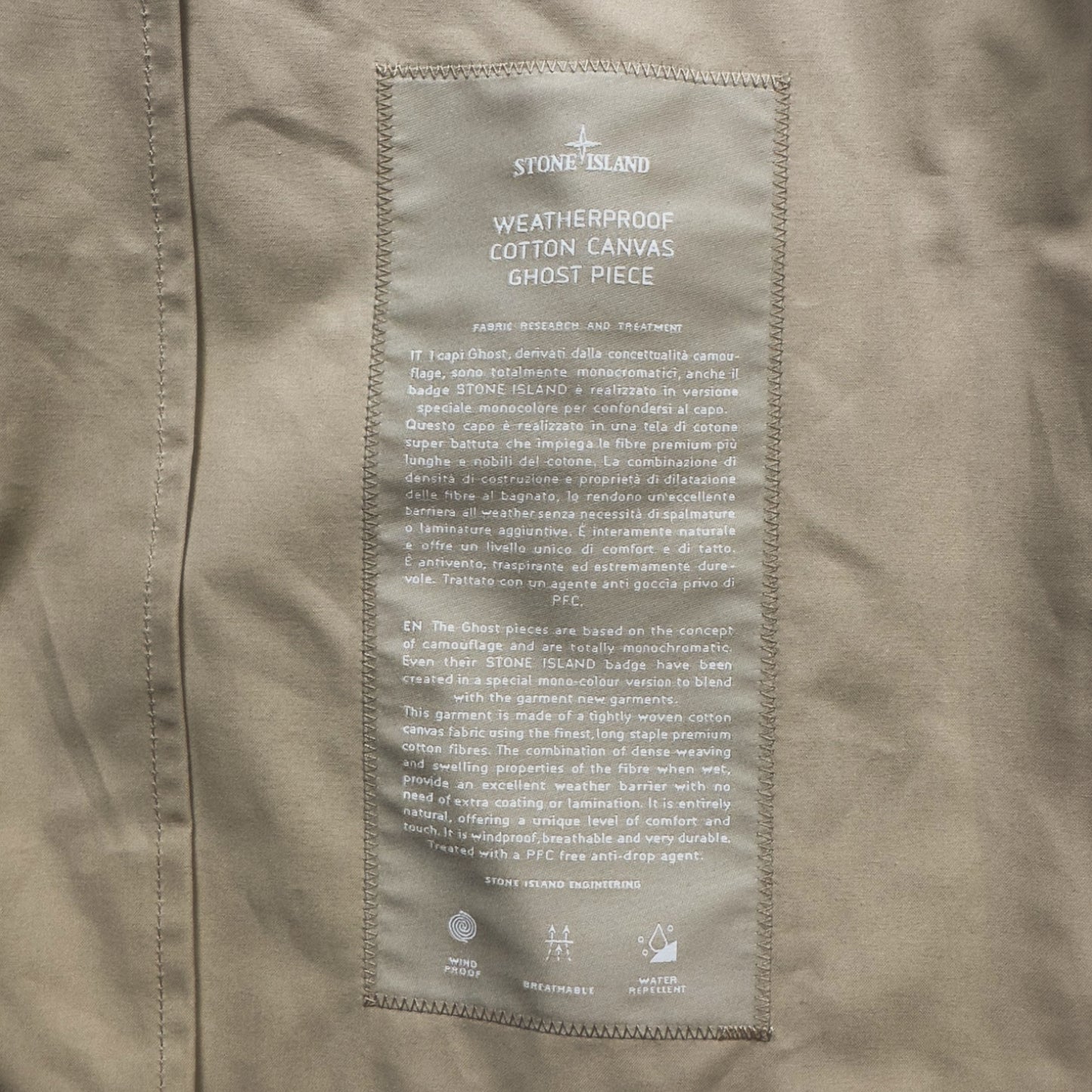 S/S 25 Stone Island Weatherproof Cotton Canvas Ghost Piece Jacket