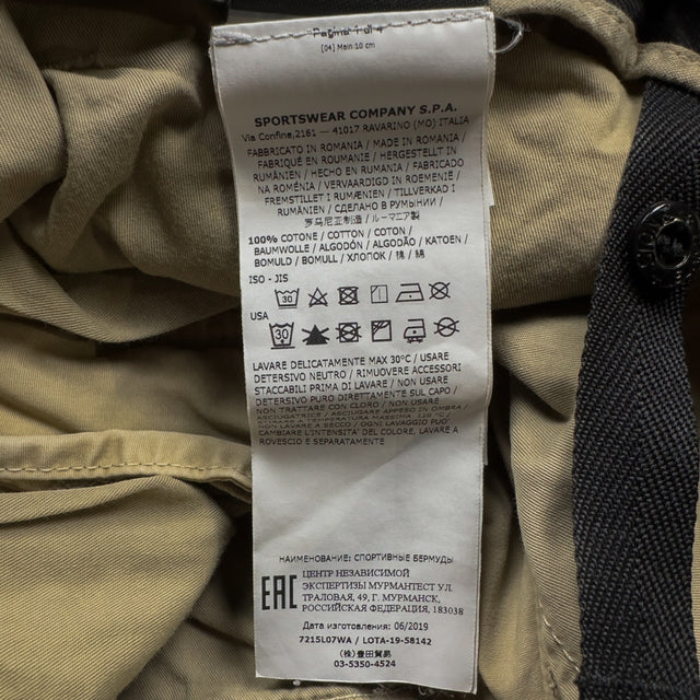 S/S 20 Stone Island Bermuda Cargo Shorts - Sand