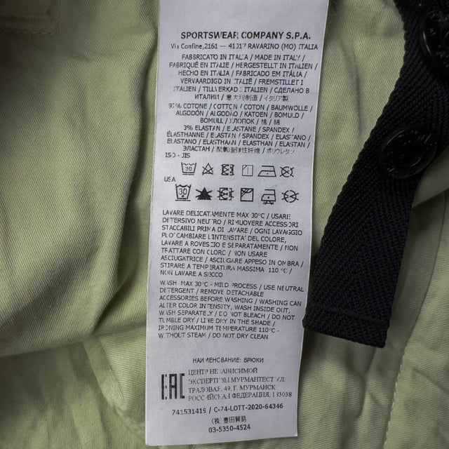 S/S 21 Stone Island Stretch Cotton Cargo Trousers - 31 SL - Mint Green
