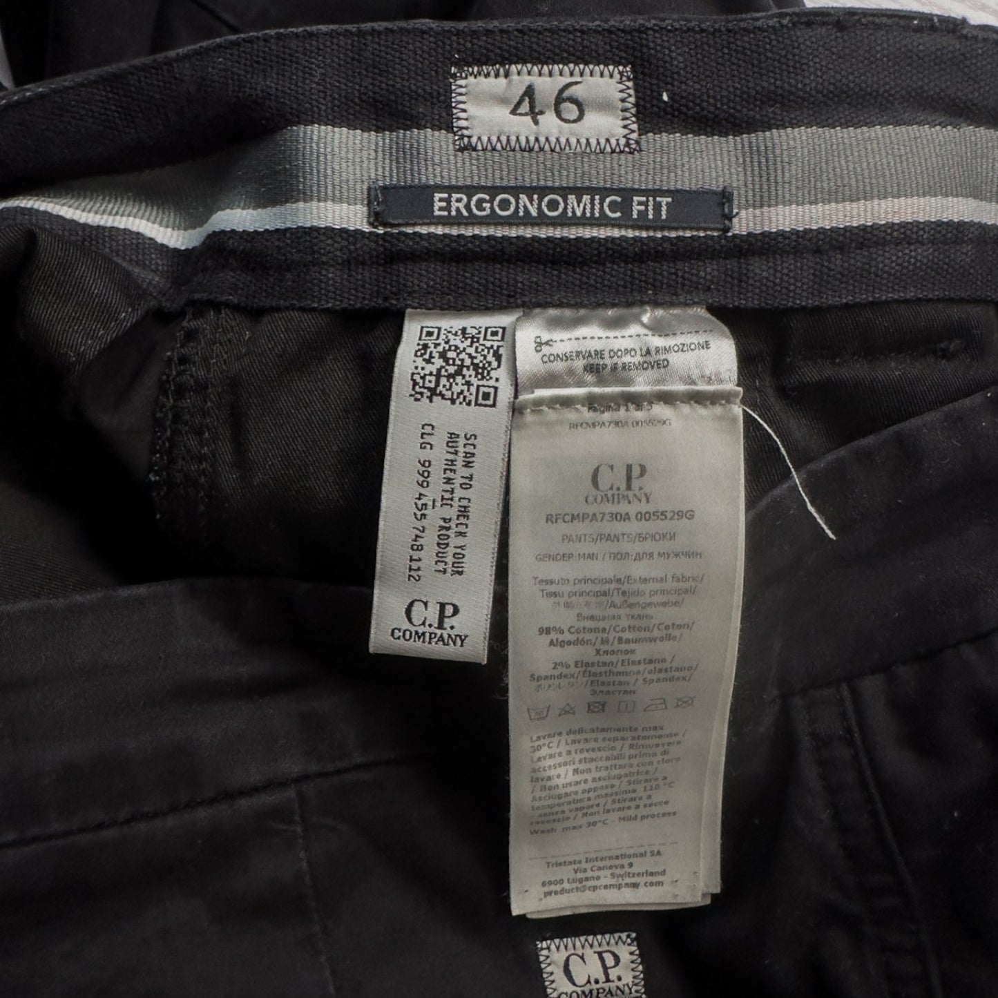 C.P. Company Ergonomic Fit Cargo Trousers - Black