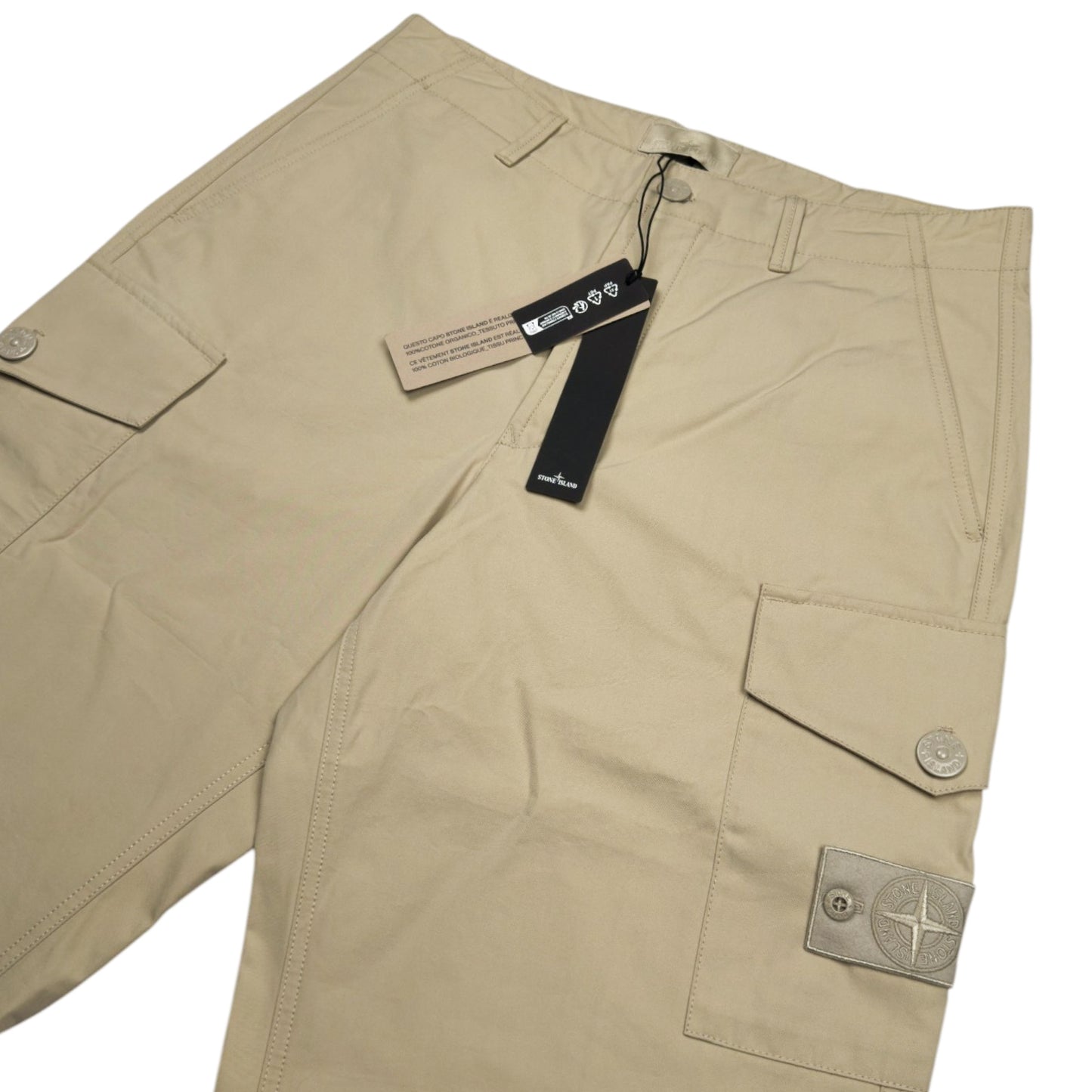 S/S 25 Stone Island Weatherproof Cotton Canvas Ghost Piece Cargo Trousers - 30 RE