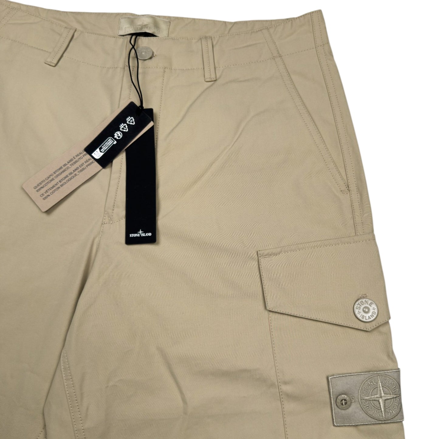 S/S 25 Stone Island Weatherproof Cotton Canvas Ghost Piece Cargo Trousers - 33 RE