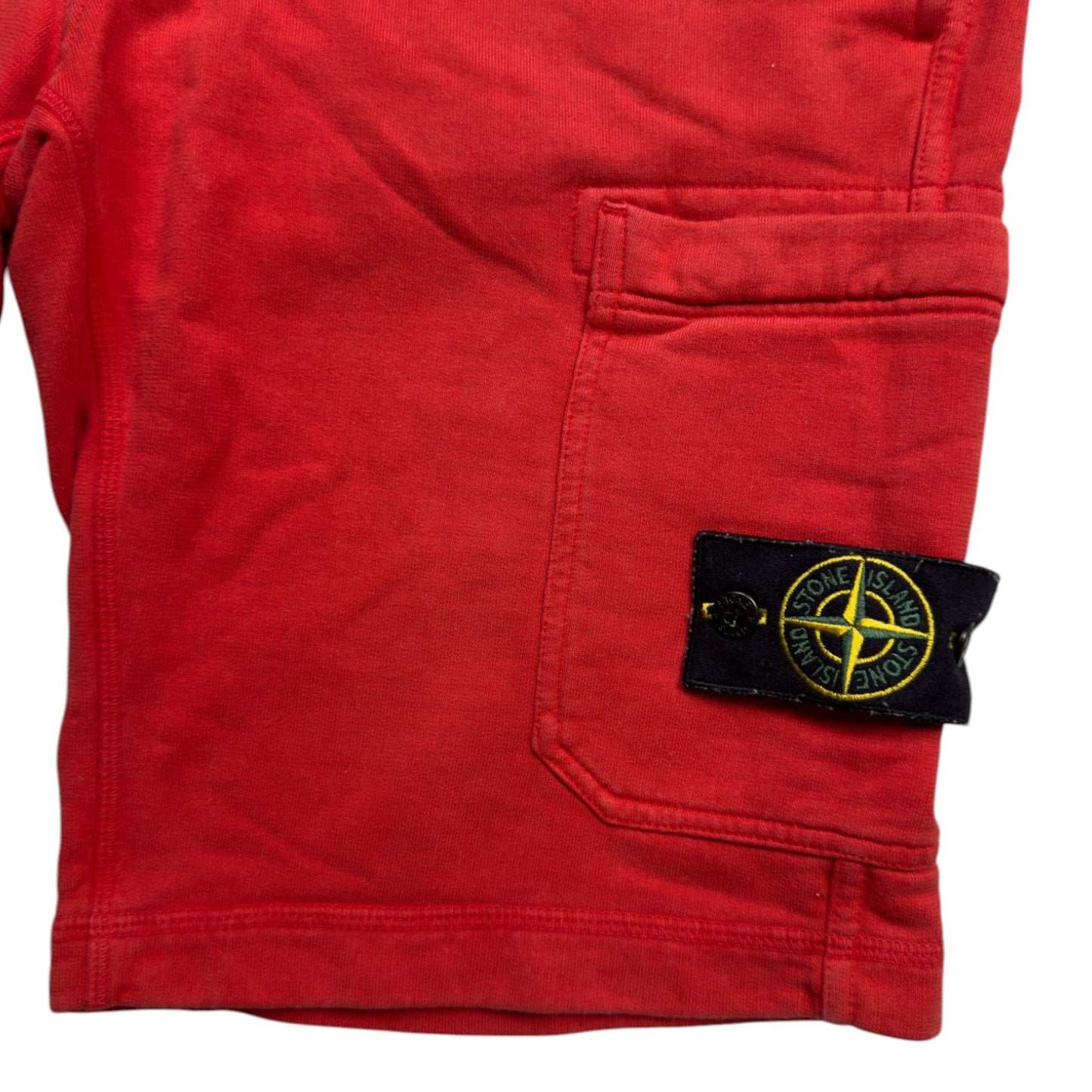 S/S 16 Stone Island Cotton Jersey Cargo Shorts - Red