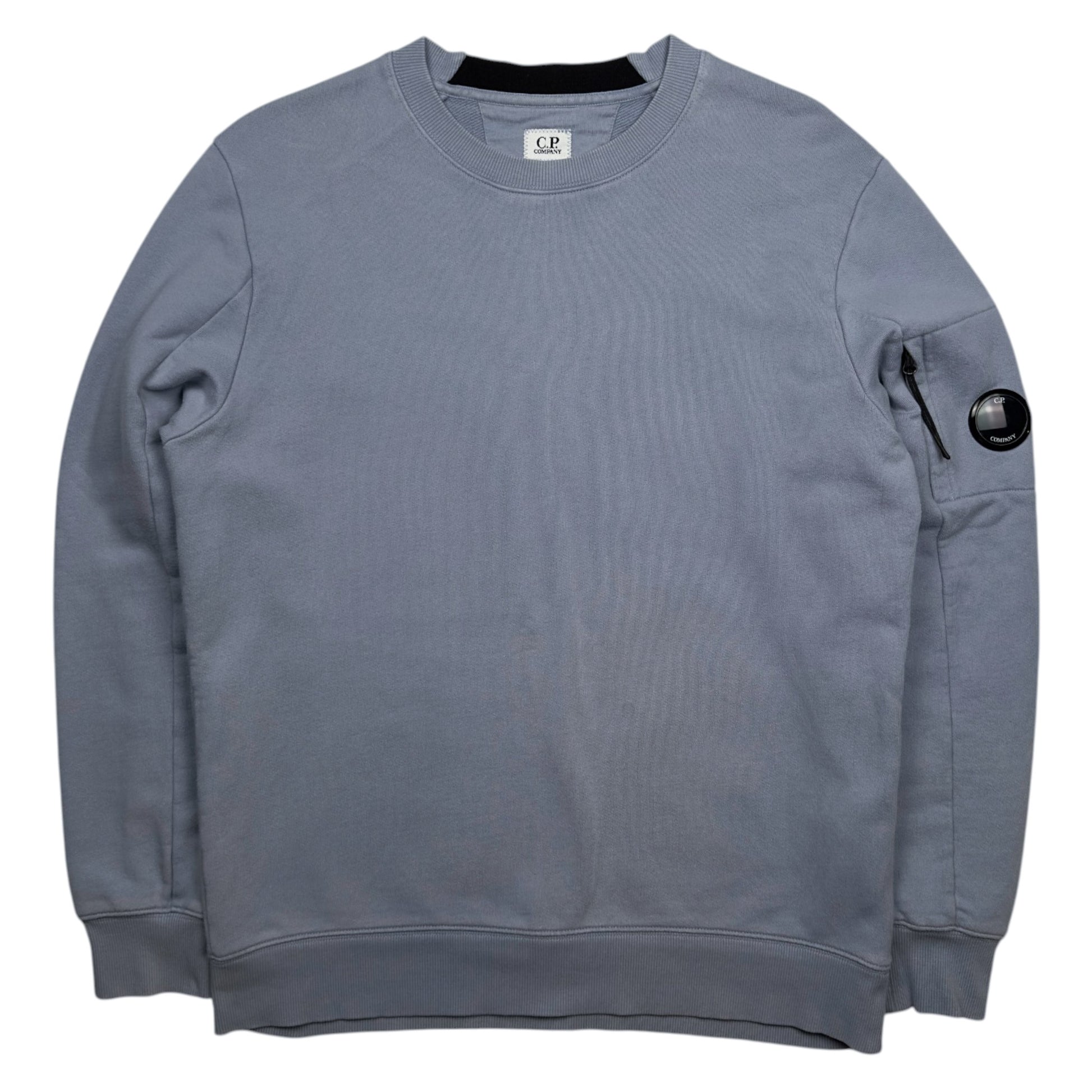 C.P. Company Diagonal Raised Fleece Crewneck Sweater - Slate Blue