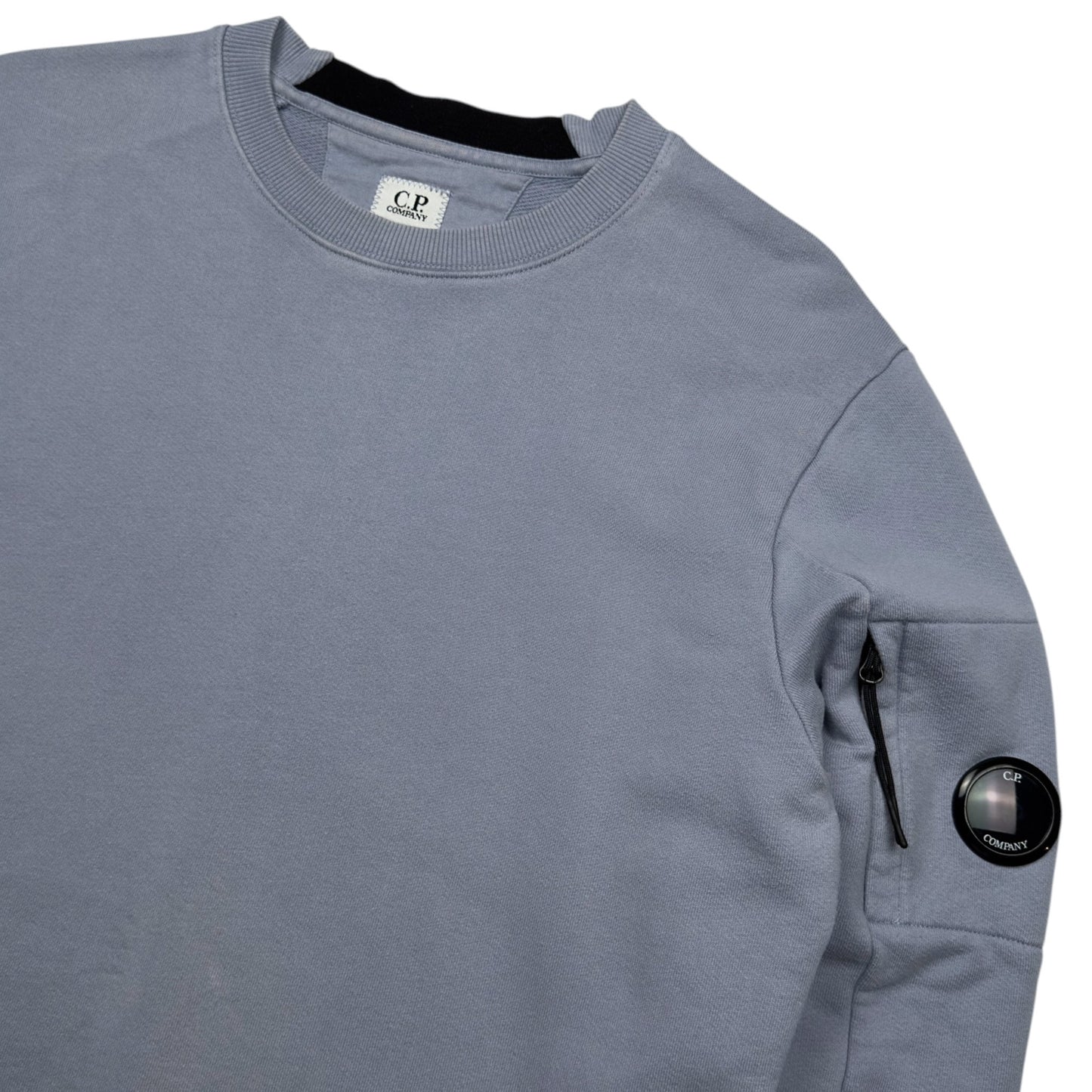 C.P. Company Diagonal Raised Fleece Crewneck Sweater - Slate Blue