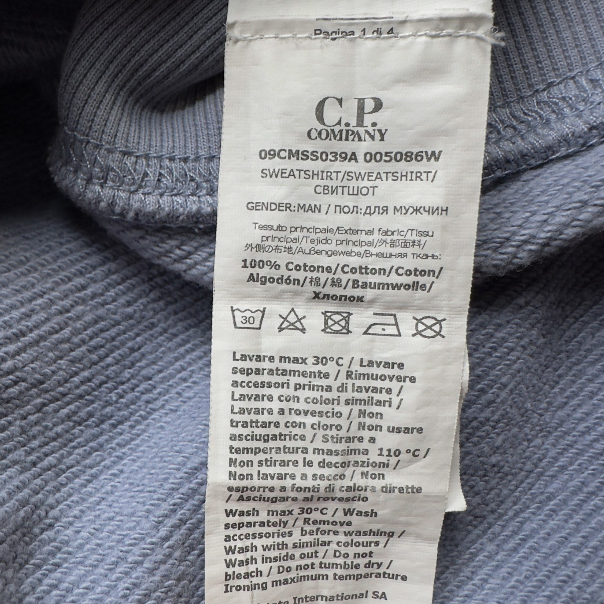 C.P. Company Diagonal Raised Fleece Crewneck Sweater - Slate Blue