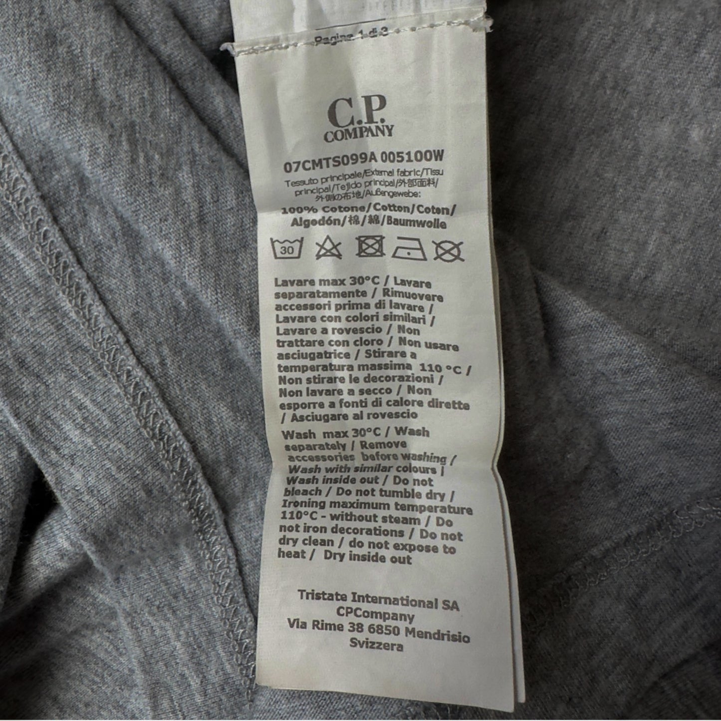 C.P. Company Big Stitch Logo T-Shirt - Grey