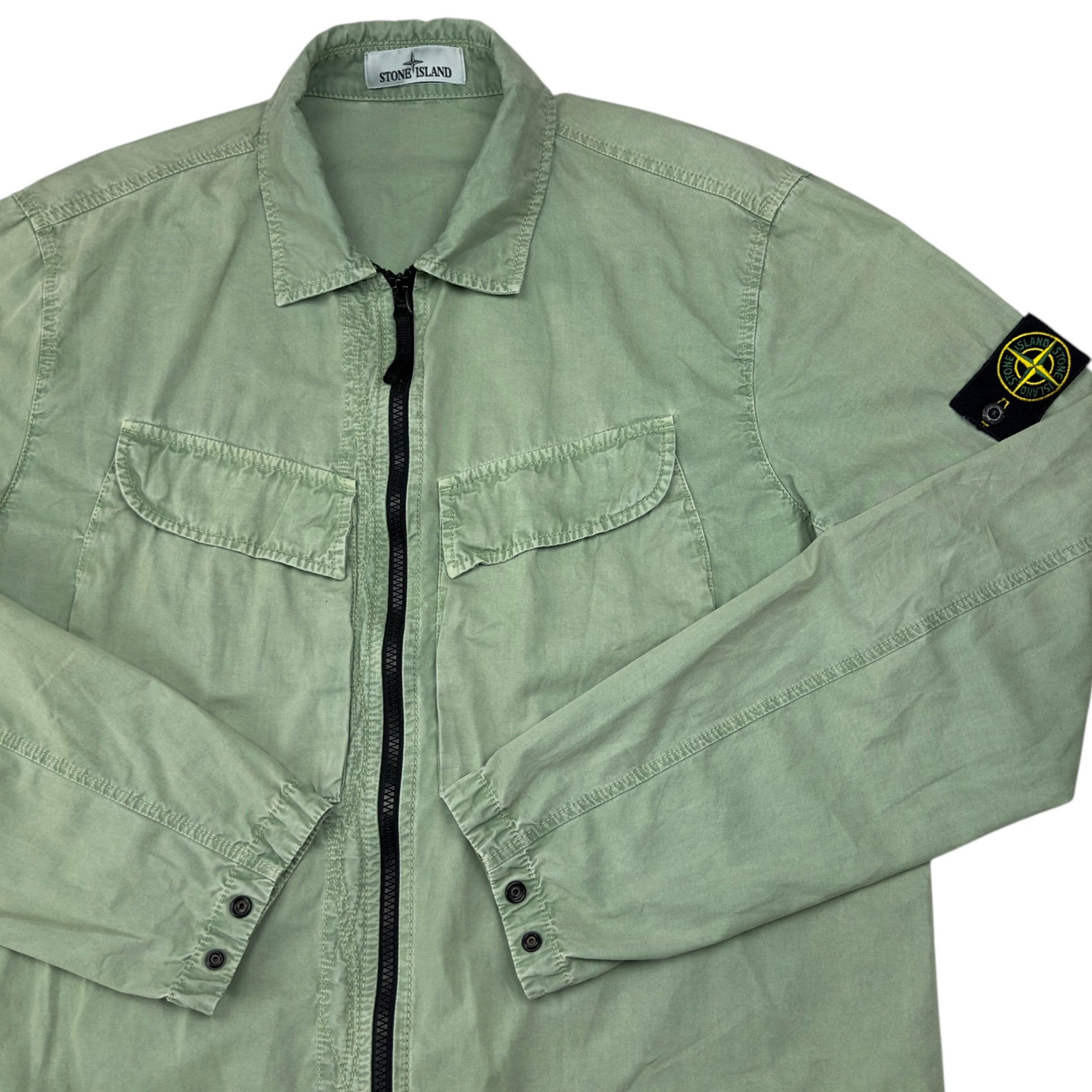 A/W 22 Stone Island Cotton Overshirt Sage Green - Main Image