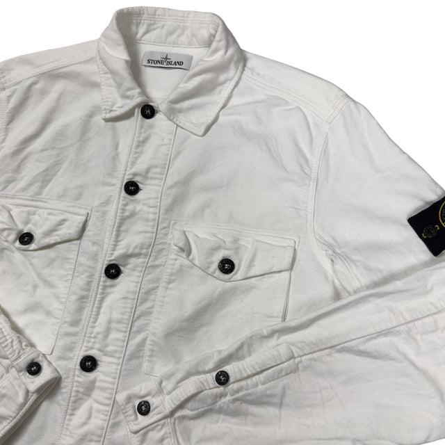 A/W 17 Stone Island Brushed Cotton Overshirt - White