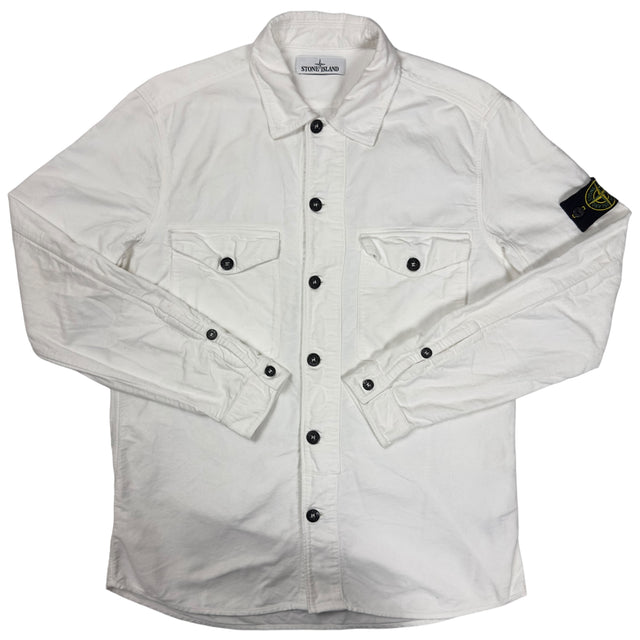 A/W 17 Stone Island Brushed Cotton Overshirt - White