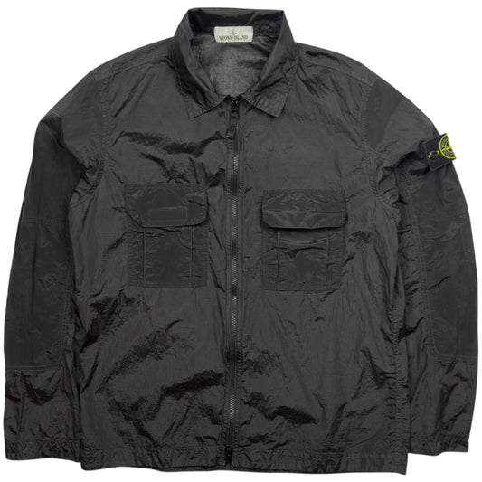 S/S 19 Stone Island Nylon Metal Ripstop Overshirt - Black