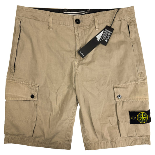 Stone Island Brushed Cotton Cargo Bermuda Shorts - Light Beige