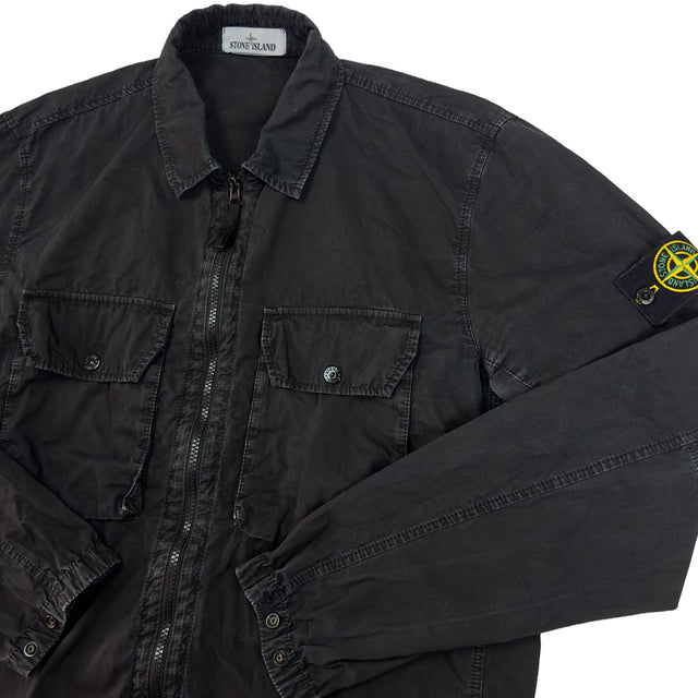 A/W 21 Stone Island Brushed Cotton Overshirt - Black