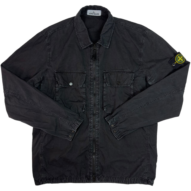 A/W 21 Stone Island Brushed Cotton Overshirt - Black