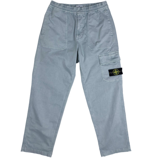 S/S 23 Stone Island "Old Treatment" Loose Fit Cargo Trousers - Light Blue