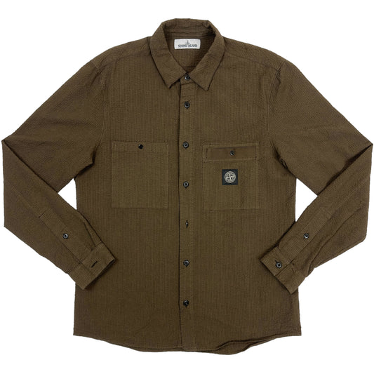 S/S 20 Stone Island Seersucker Overshirt - Brown