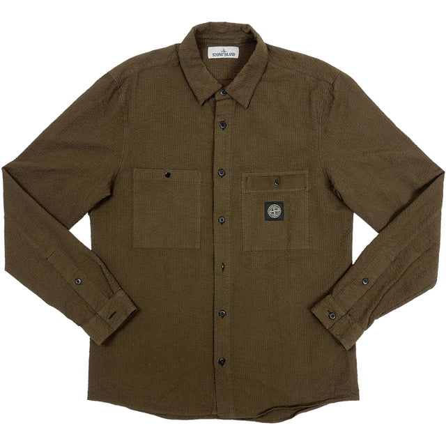 S/S 20 Stone Island Seersucker Overshirt - Brown