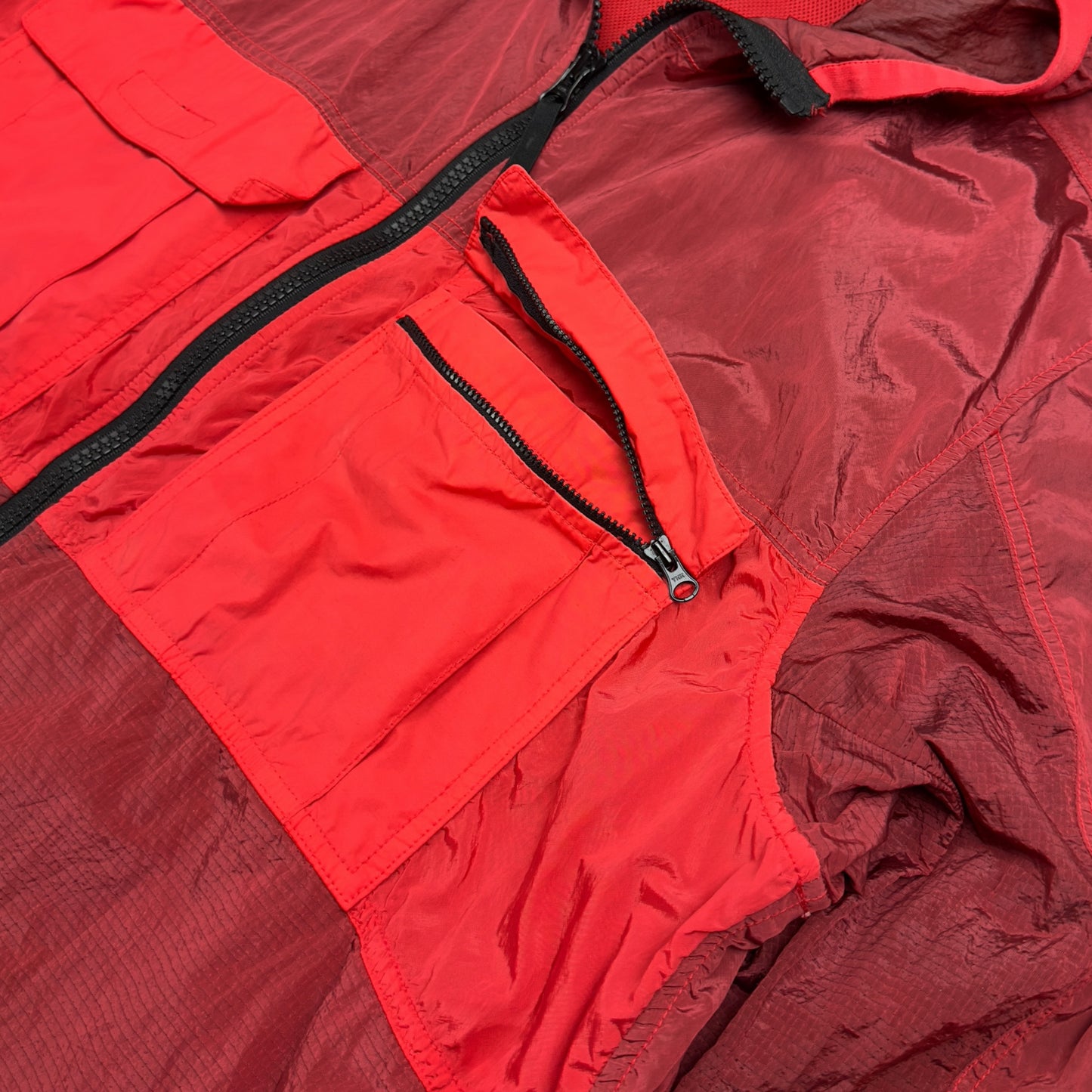 S/S 19 Stone Island Nylon Metal Watro Ripstop Windbreaker Jacket - Red