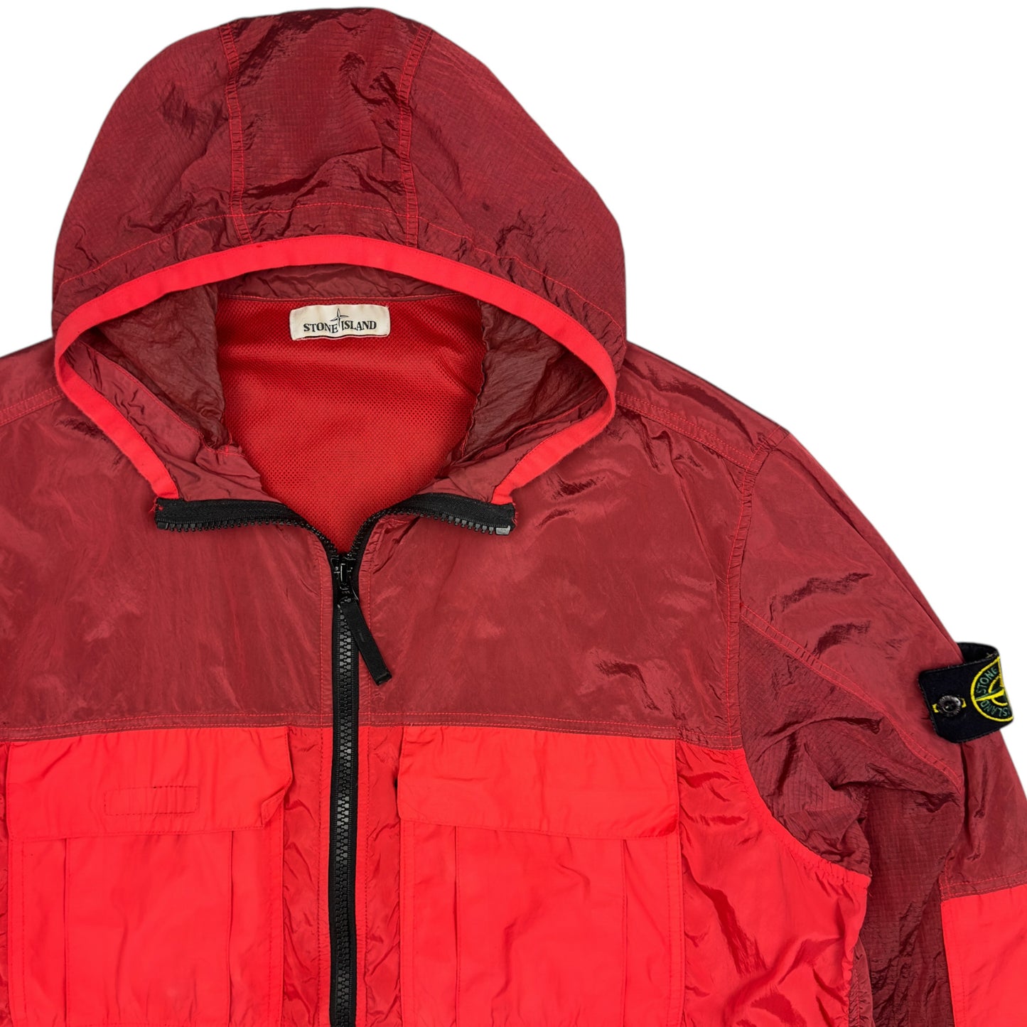 S/S 19 Stone Island Nylon Metal Watro Ripstop Windbreaker Jacket - Red