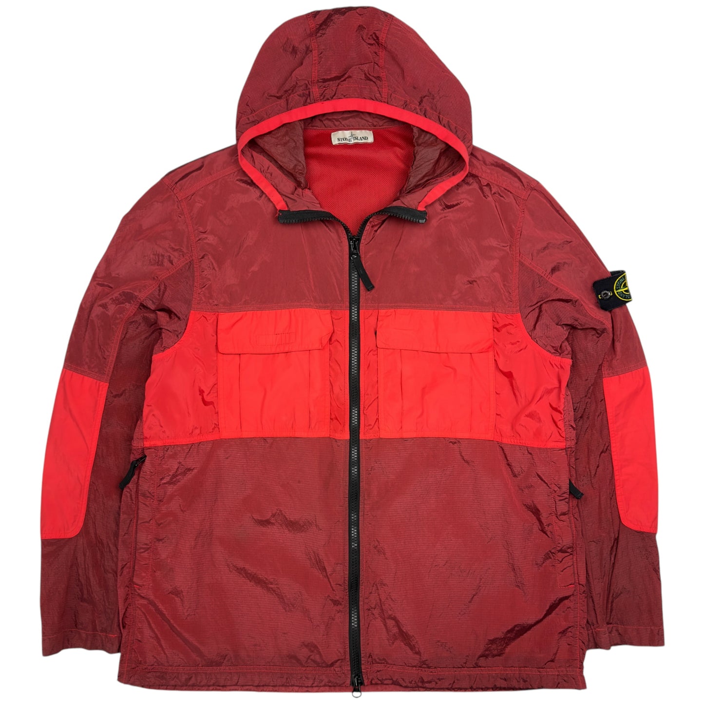 S/S 19 Stone Island Nylon Metal Watro Ripstop Windbreaker Jacket - Red