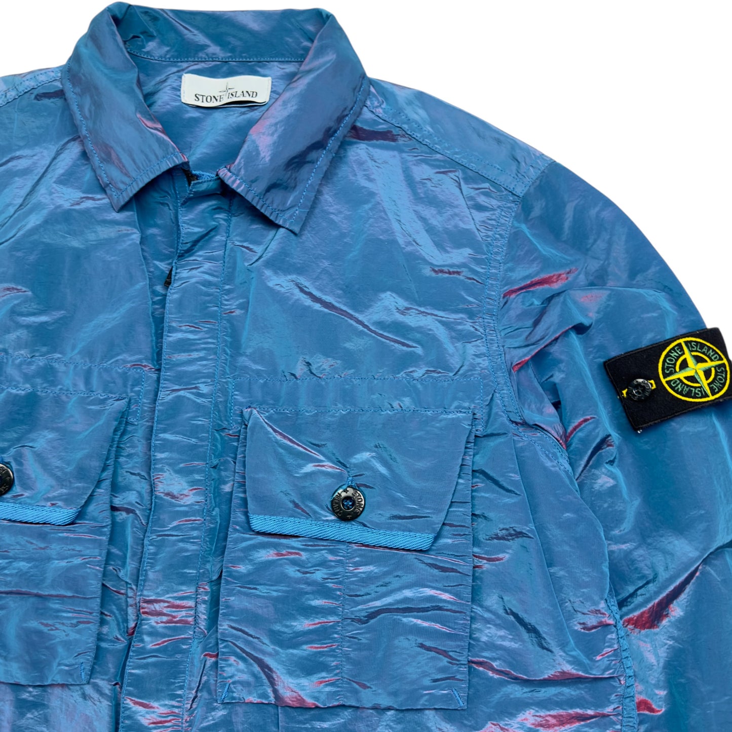 S/S 17 Stone Island Nylon Metal Weft Overshirt - Blue/Pink