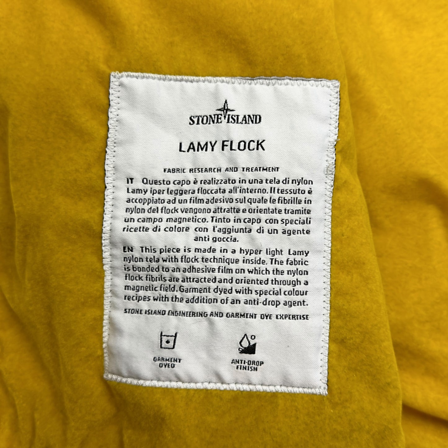 A/W 18 Stone Island Lamy Flock Jacket - Yellow