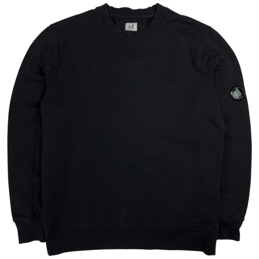 C.P. Company Diagonal Raised Fleece Crewneck Sweater - Black
