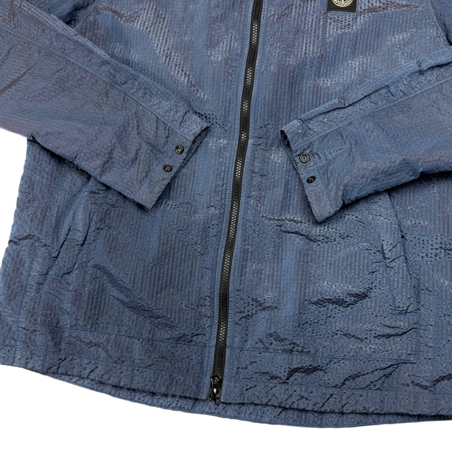 A/W 20 Stone Island Seersucker Nylon Overshirt - Blue XL