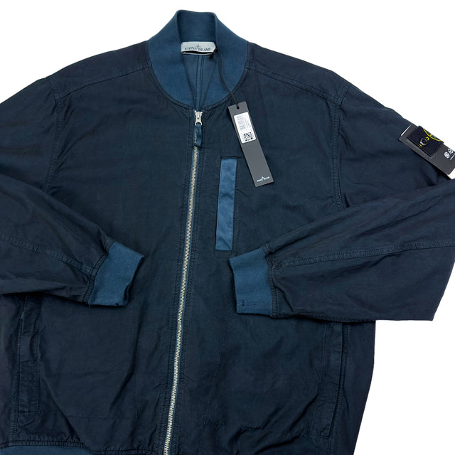 S/S 23 Stone Island Cupro Cotton Twill-TC Bomber - Navy