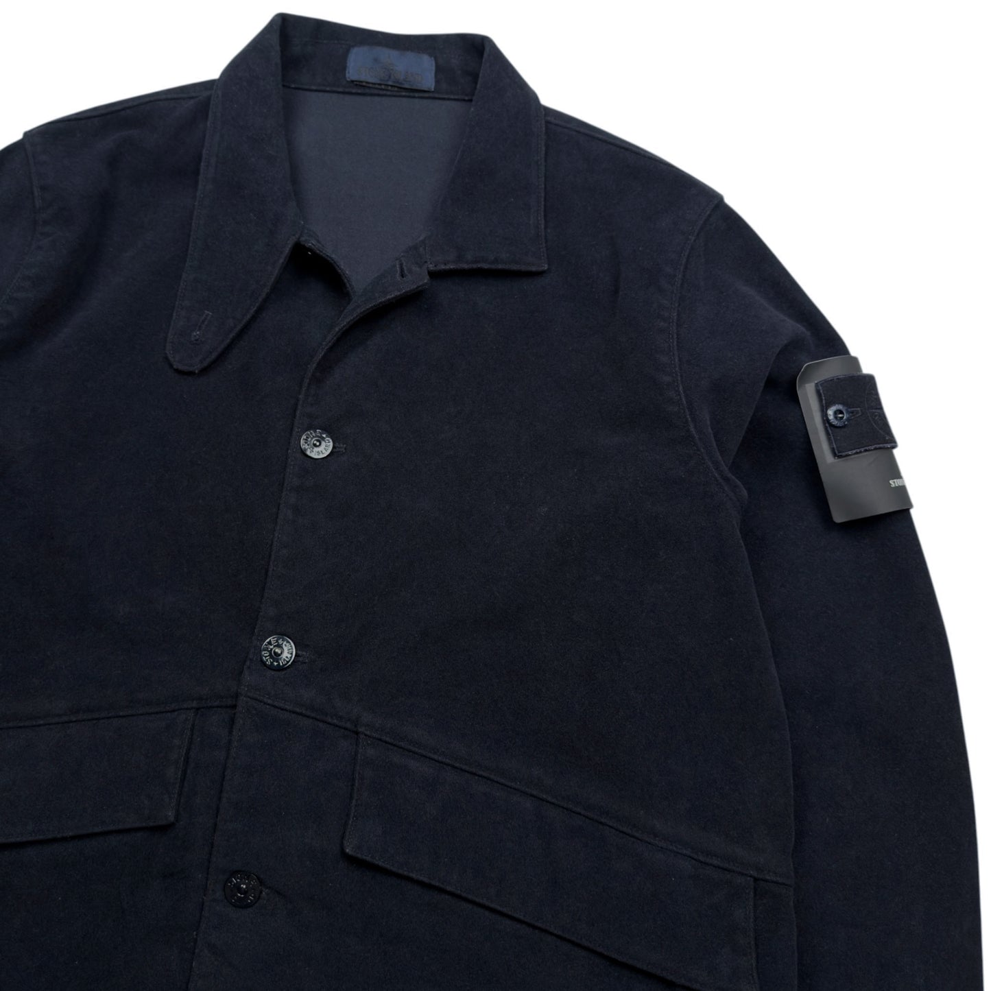 S/S 20 Stone Island Cotton Nylon Moleskin TC Ghost Piece - Navy
