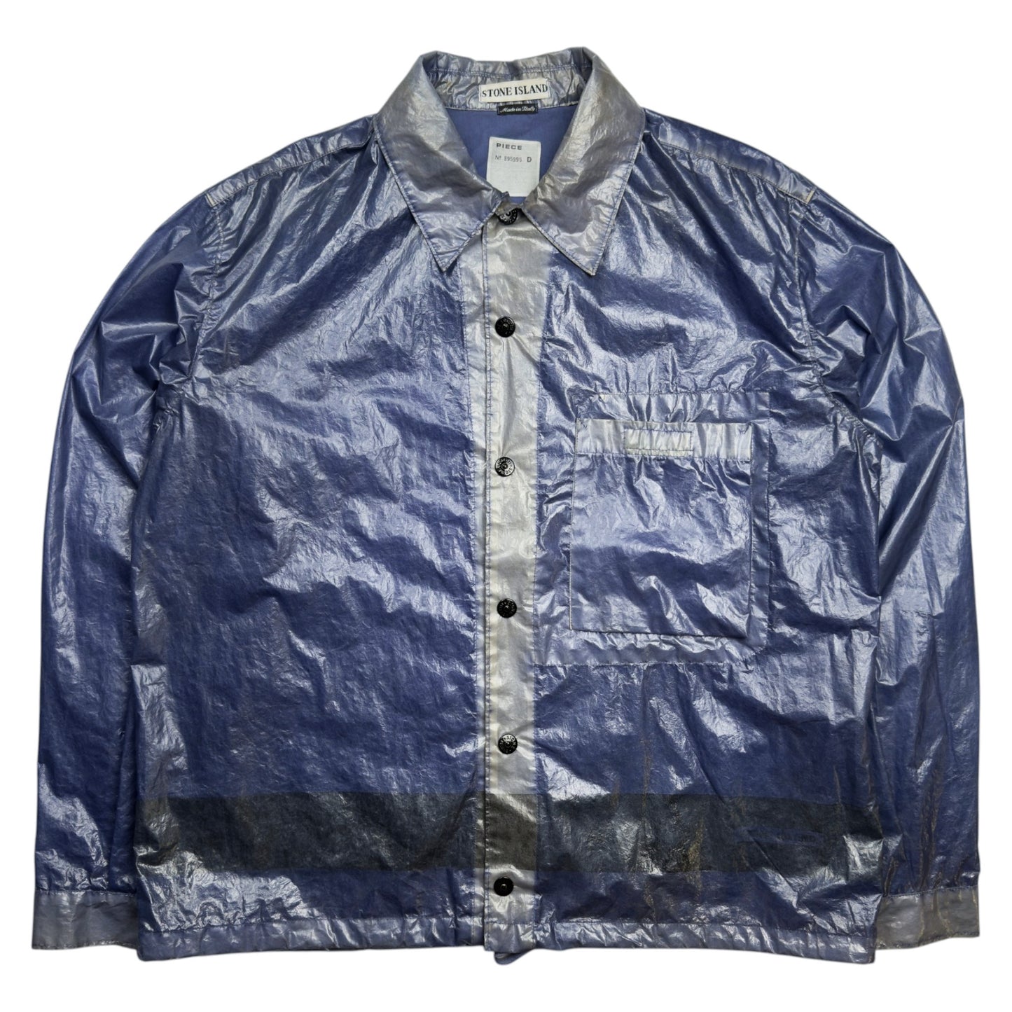 S/S 2000 Stone Island Microfelt Transparent Cover Jacket - Blue/Silver