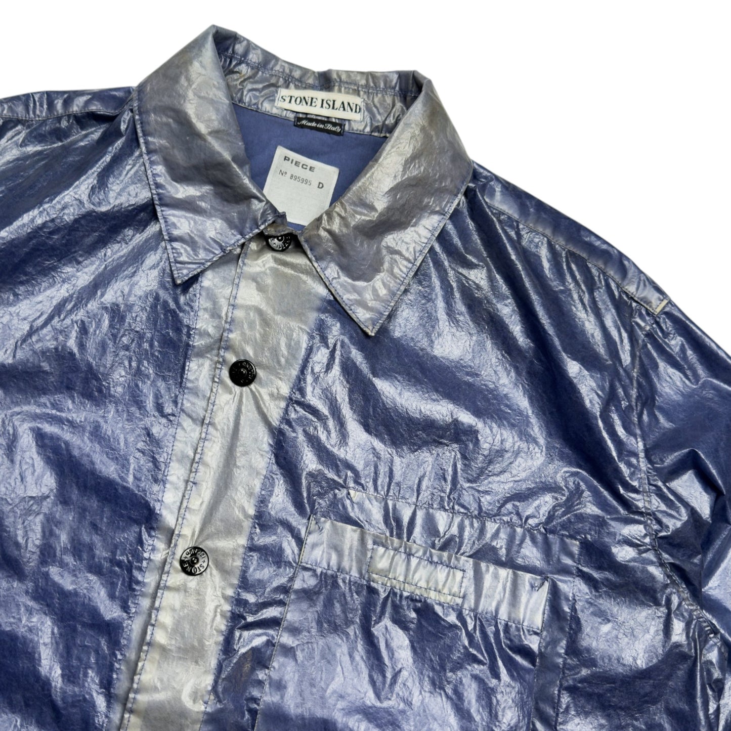 S/S 2000 Stone Island Microfelt Transparent Cover Jacket - Blue/Silver