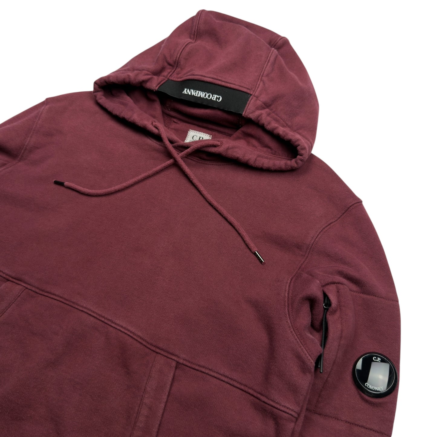 C.P. Company Diagonal Raised Fleece Hoodie - Burgundy