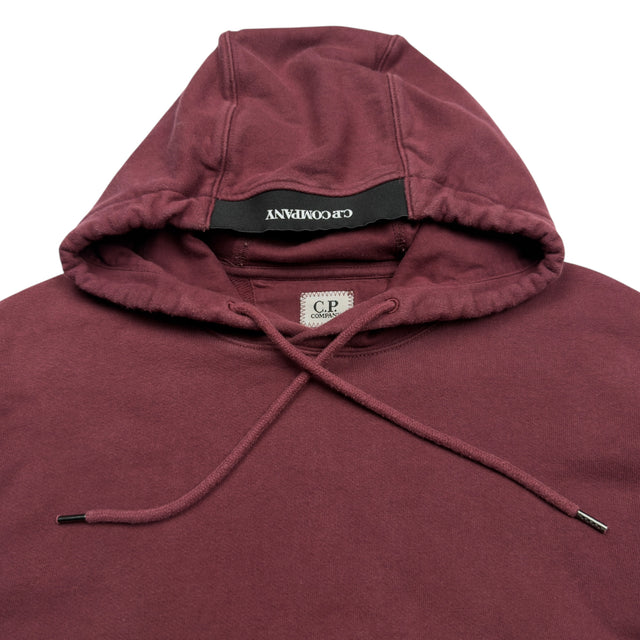 C.P. Company Diagonal Raised Fleece Hoodie - Burgundy