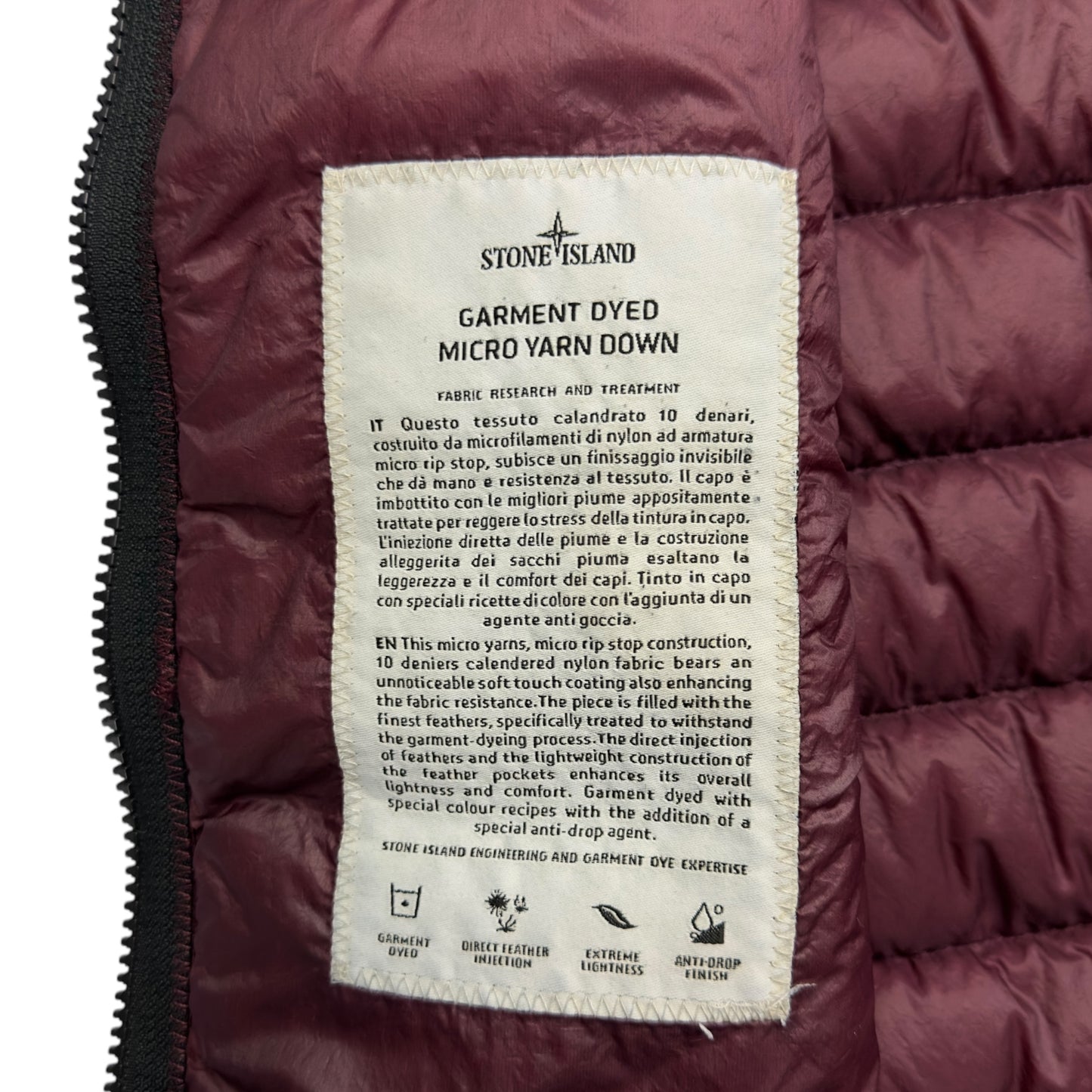 A/W 17 Stone Island Micro Yarn Down Gilet - Burgundy