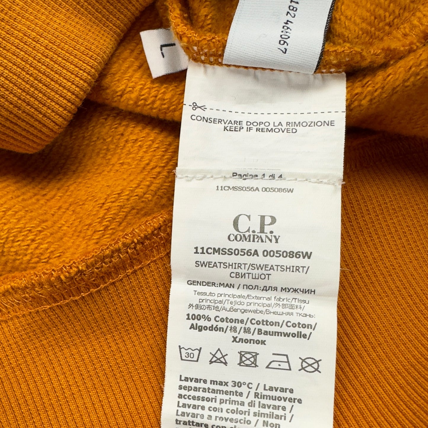 C.P. Company Diagonal Fleece Lens Hoodie - Orange