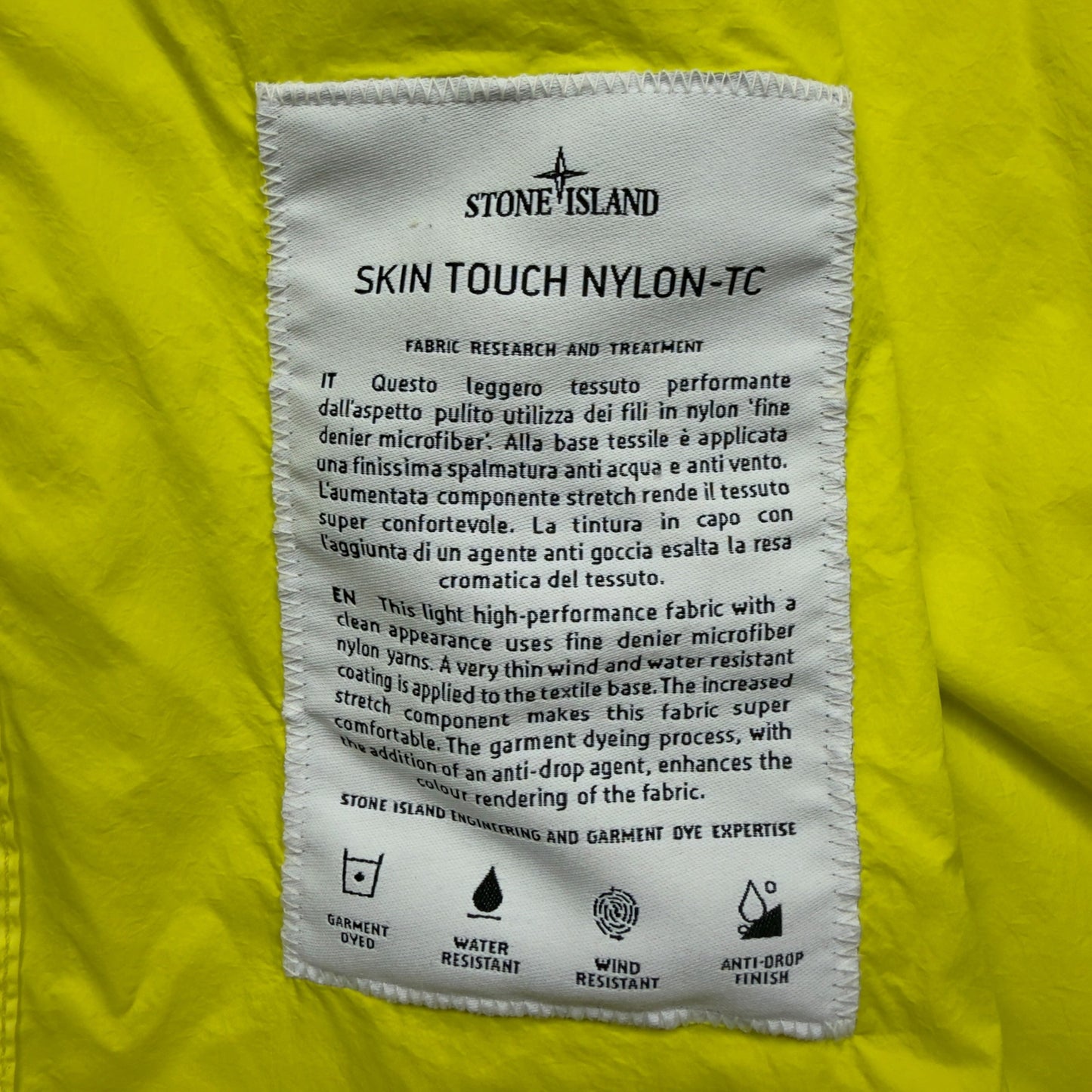 S/S 22 Stone Island Skin Touch Nylon-TC - Yellow