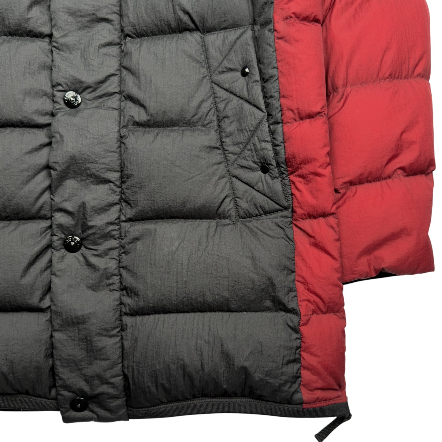 A/W 11 Stone Island Opaque Nylon Tela Down Puffer Parka Jacket - Red / Black