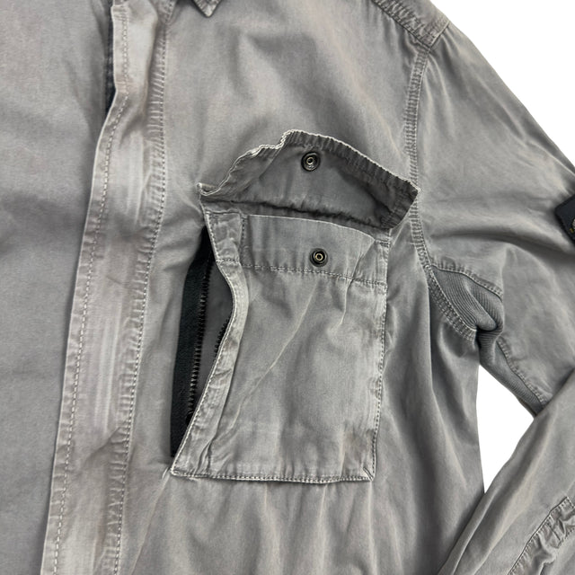 A/W 17 Stone Island Garment Dyed Cotton Overshirt Grey