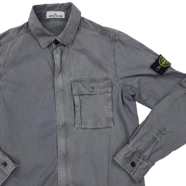A/W 17 Stone Island Garment Dyed Cotton Overshirt Grey