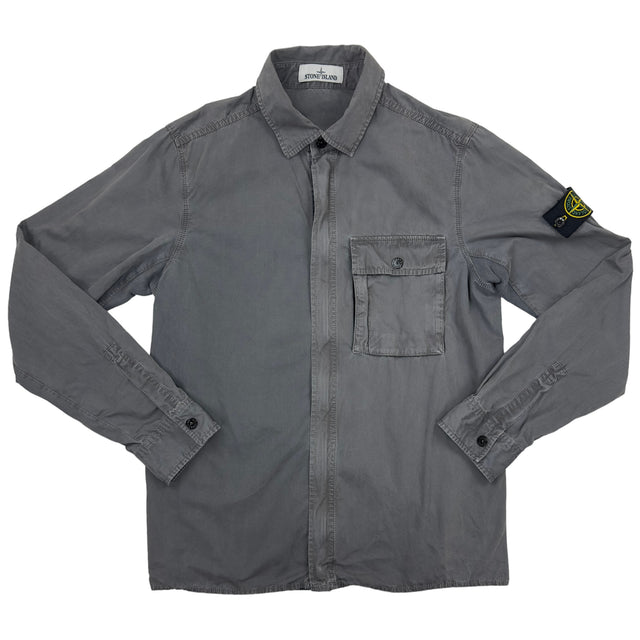 A/W 17 Stone Island Garment Dyed Cotton Overshirt Grey