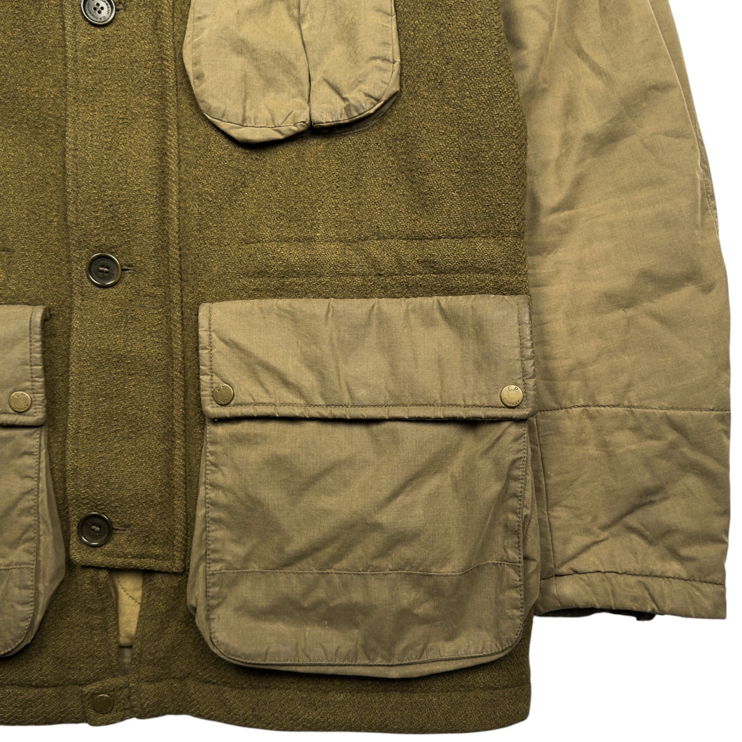 C.P. Company Virgin Wool / Cotton Blend Mixed Material Goggle Jacket