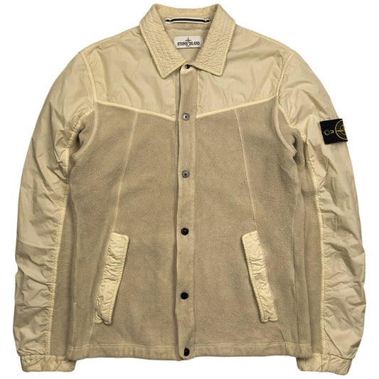 A/W 12 Stone Island Mussola Gommata / Fleece Mixed Material Overshirt - Cream