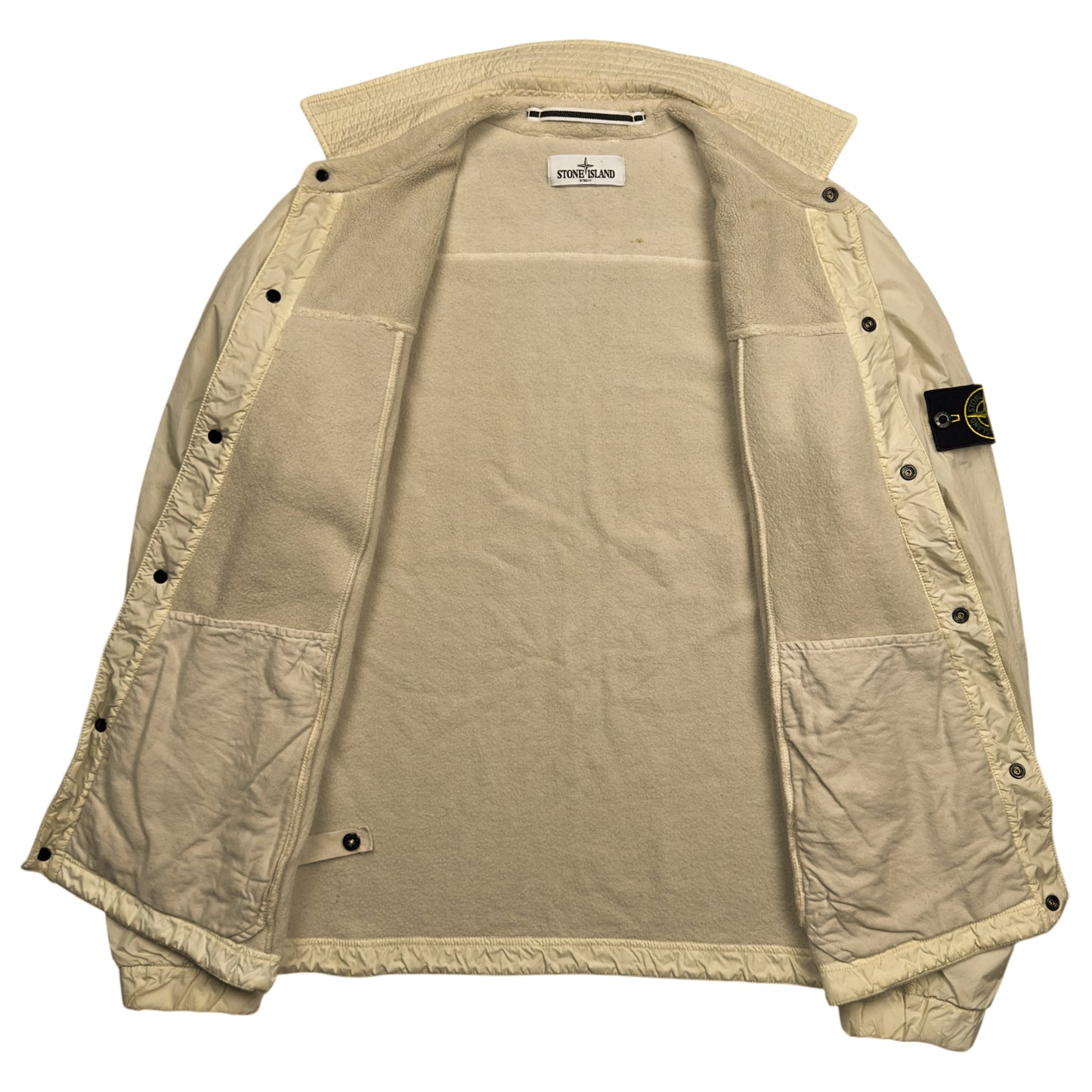 A/W 12 Stone Island Mussola Gommata / Fleece Mixed Material Overshirt - Cream