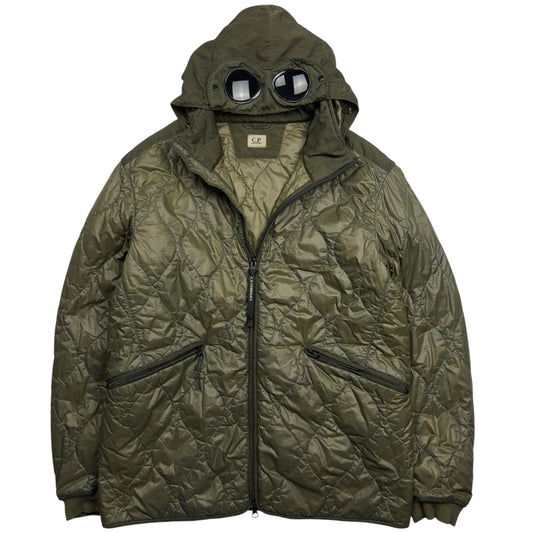 A/W 20 C.P. Company Migration Shading Quilted Goggle Jacket - Dark Green
