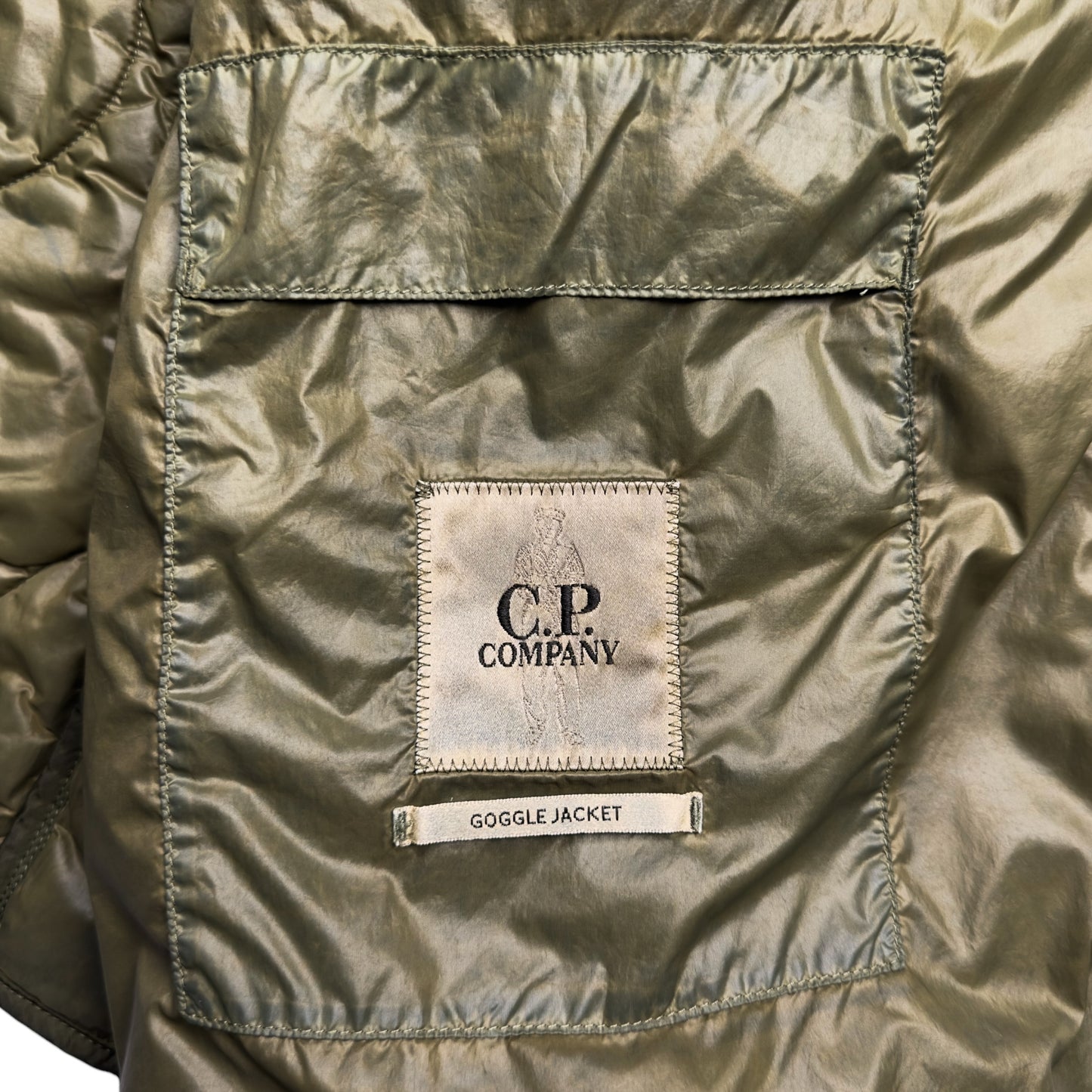 A/W 20 C.P. Company Migration Shading Quilted Goggle Jacket - Dark Green