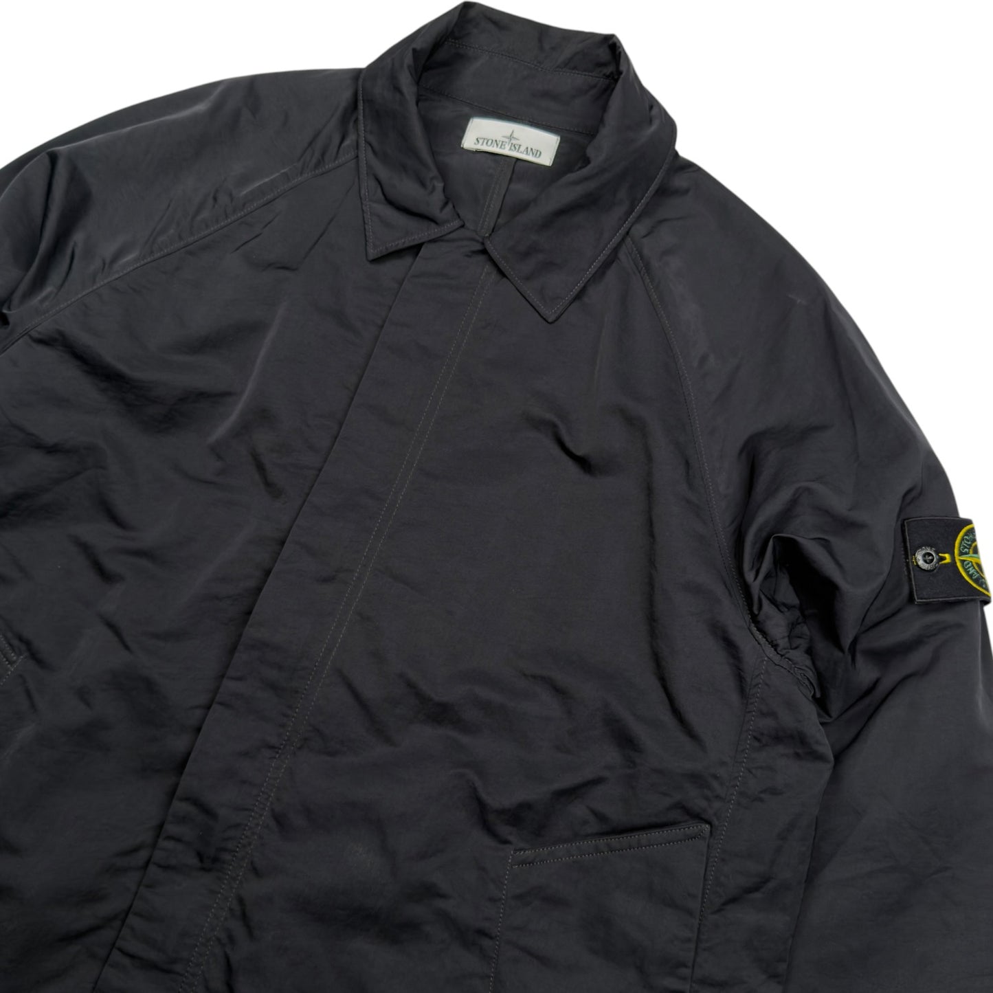 S/S 23 Stone Island Hyper Dense Nylon Raso Car Coat - Black