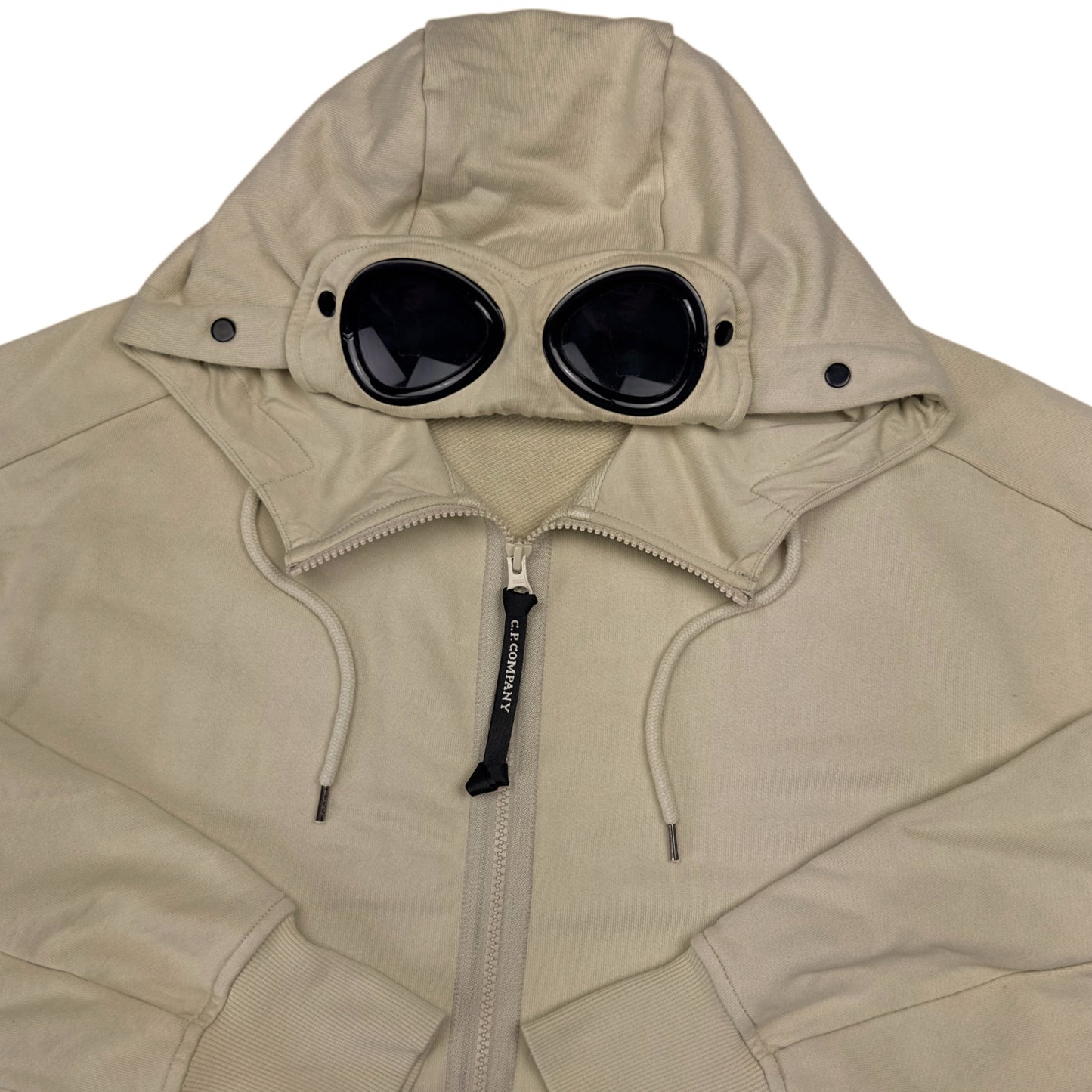 C.P. Company Diagonal Raised Fleece Goggle Full Zip - Beige