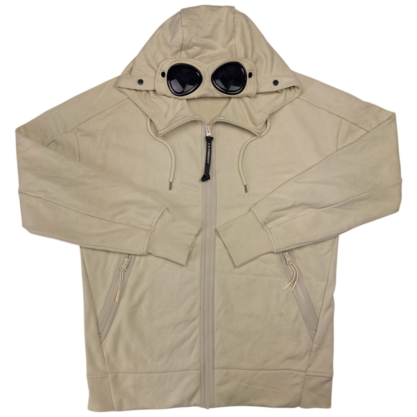 C.P. Company Diagonal Raised Fleece Goggle Full Zip - Beige